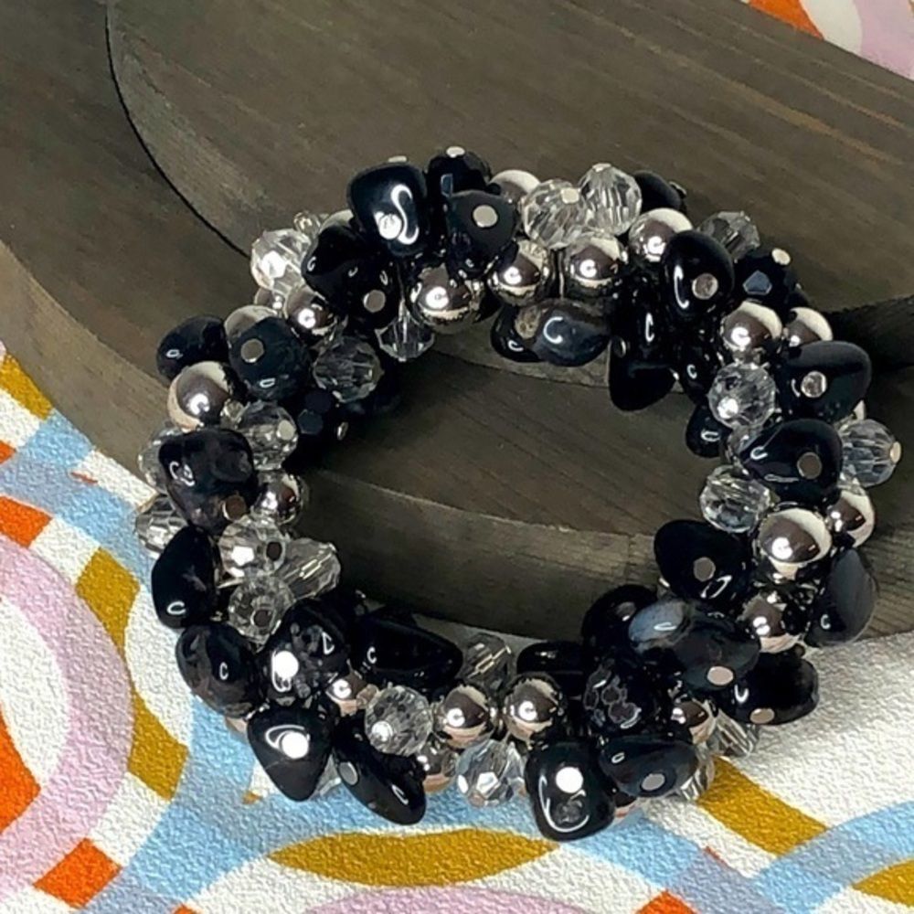 Black and Silver Stretch Bracelet